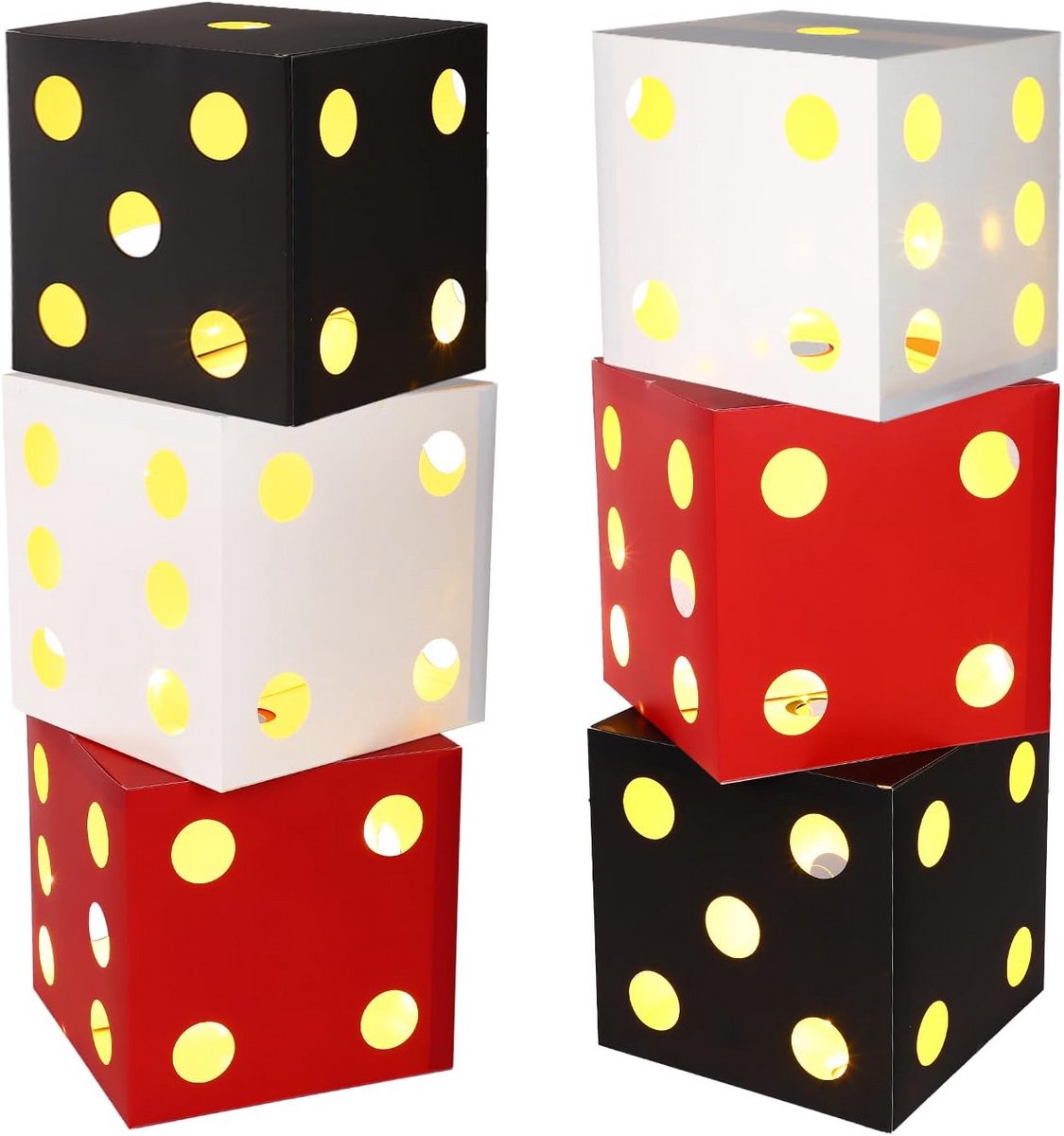 6 Grote Lichtgevende Dobbelstenen Cadeaudoosjes voor Casino Themafeesten en Spelavonden