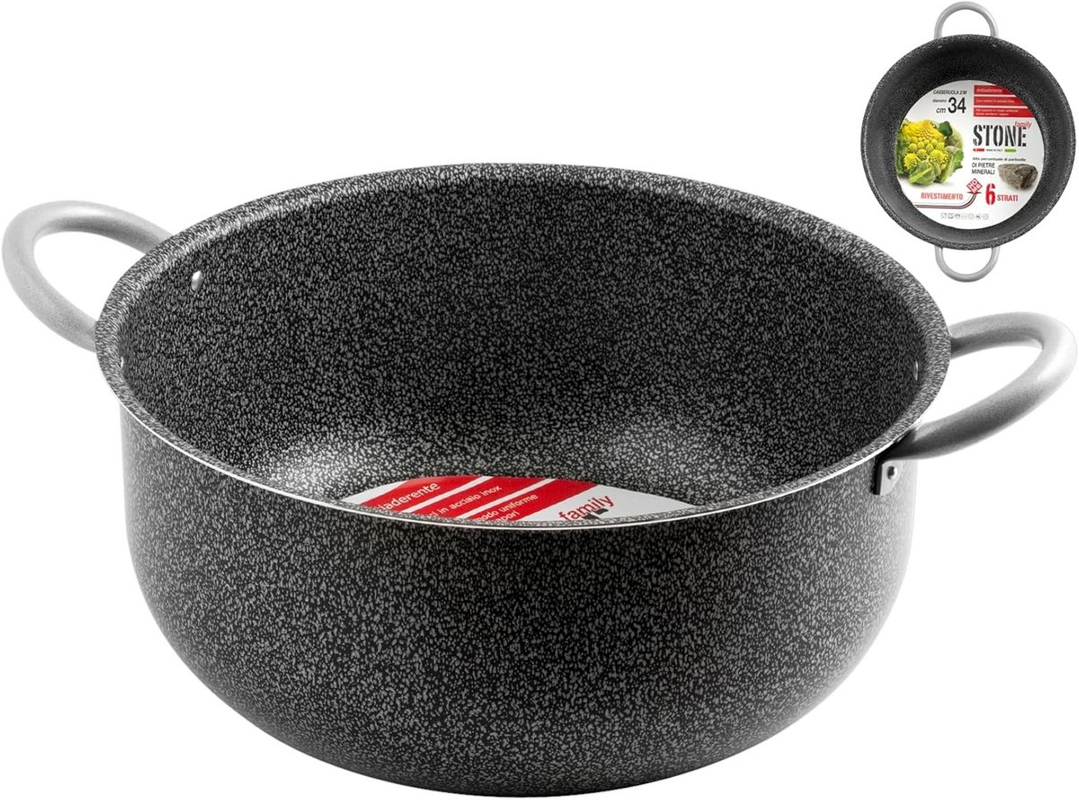Grote Antiaanbak Casserolepan 34 cm met 2 Handvatten - Perfect voor Familiegerechten