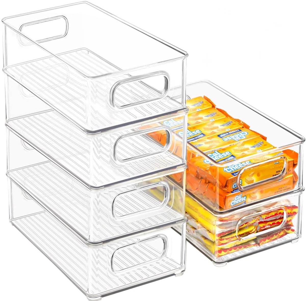 Hearyoo Koelkast Organizer Set – 6 Stuks Transparante Opbergbakken – Stapelbare Voedselbewaarbakjes Voor Fruit, Groenten En Zuivel – BPA-vrij PET