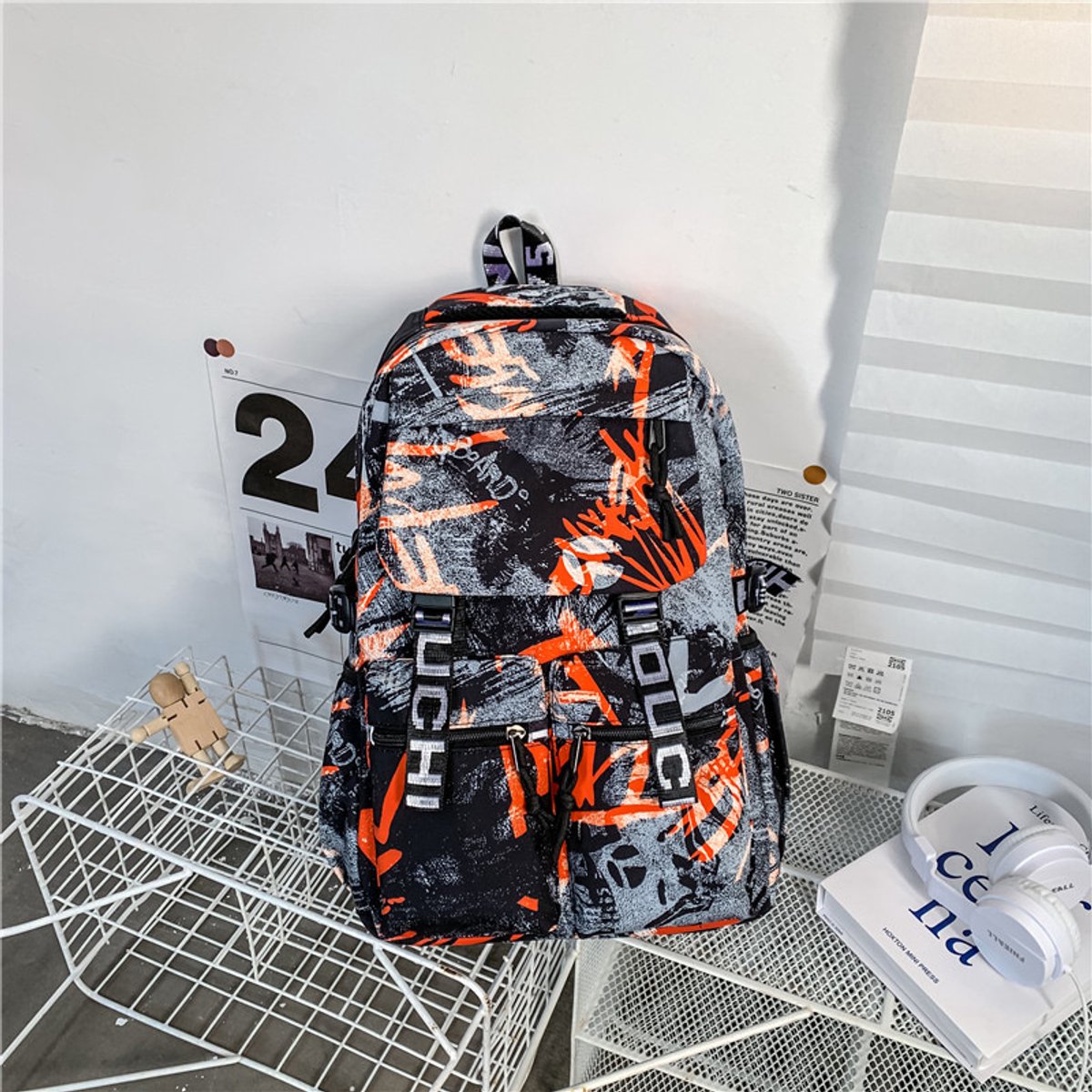 Grote rugzak/reistas/ruime outdoortas/stijlvolle laptoprugzak Oranje