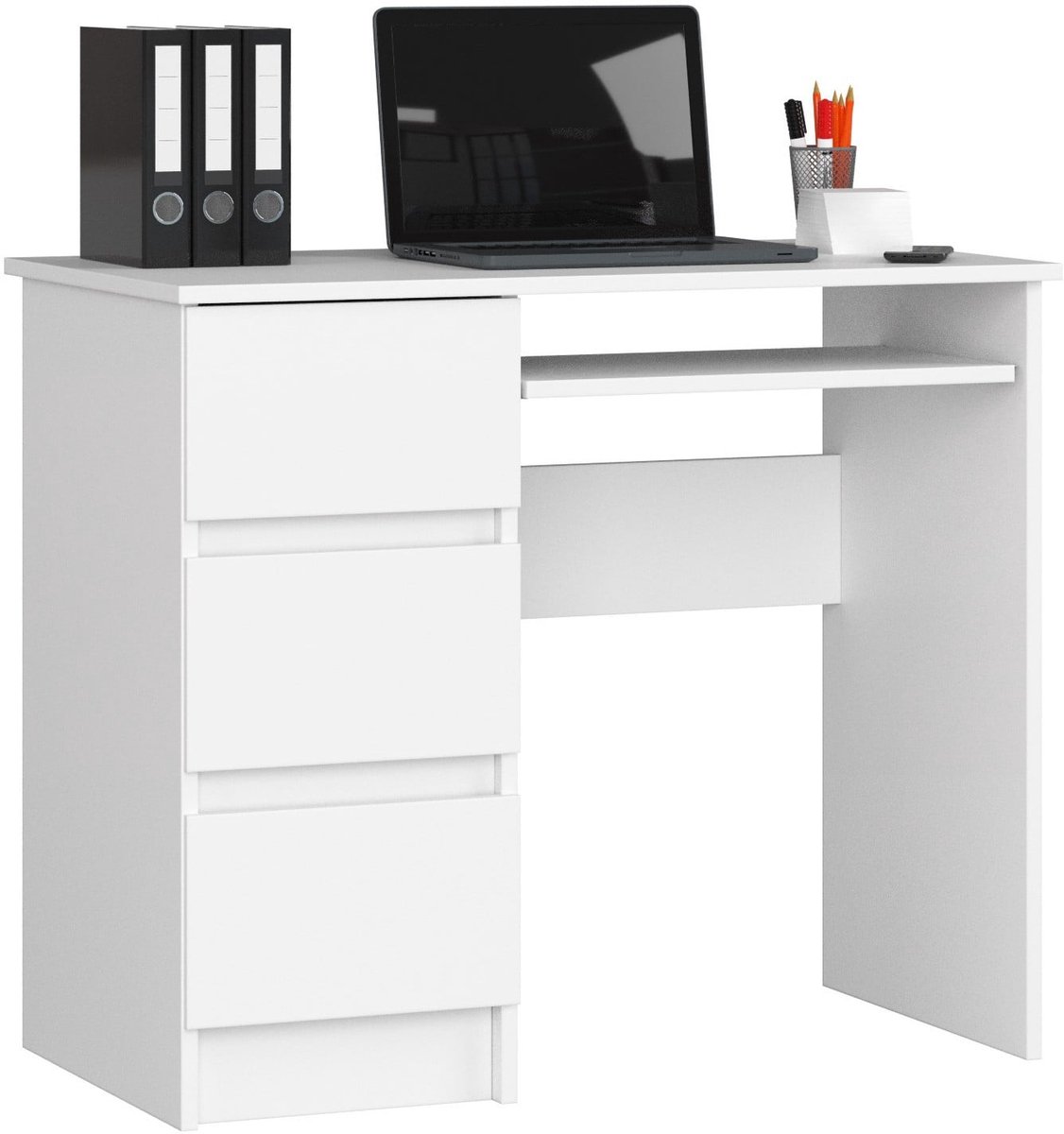 Akord Bureau Links A-6 / Computerbureau / Computer Tafel / Bureautafel Rechts / Wit / 90 x 77 x 50 cm