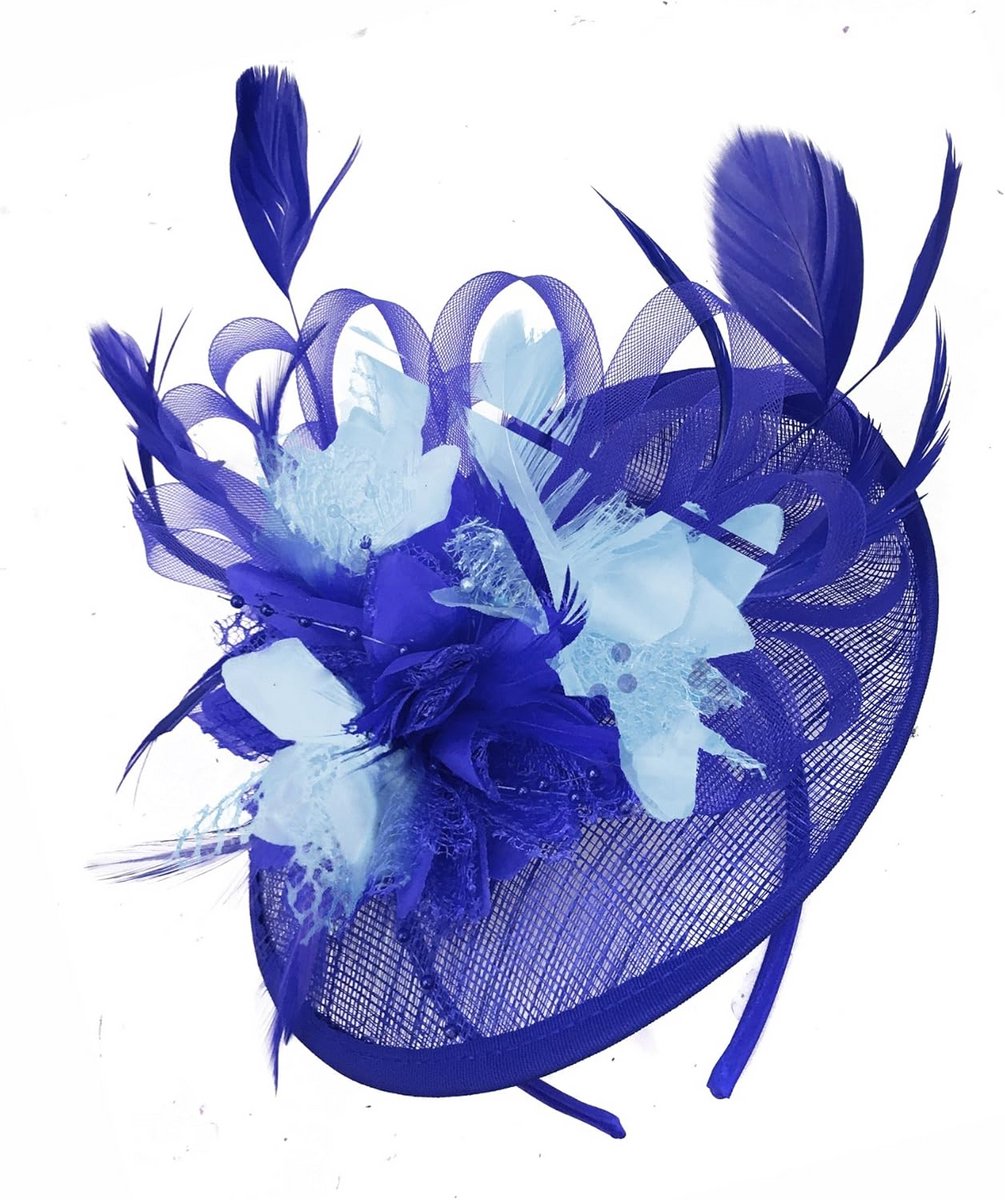 Damesschotel Fascinator Hoed Sinamay Blauw Lichtblauw Bruiloft Hoofddeksel