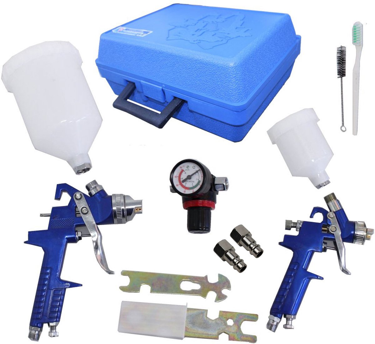 TRUTZHOLM - 2x HVLP-spuitpistool - lakpistool - set - drukregelaar - koffer - spuitpistool