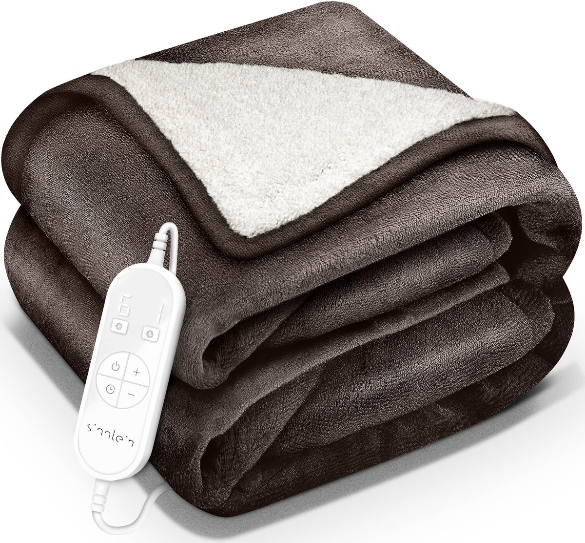 sinnlein® Elektrische Deken 160x120cm met Automatische Uitschakeling | Elektrische Warmtedeken met 9 Temperatuurniveaus | Wasbare Knuffeldeken voor Bed, Bank | met Timer en Digitaal Display