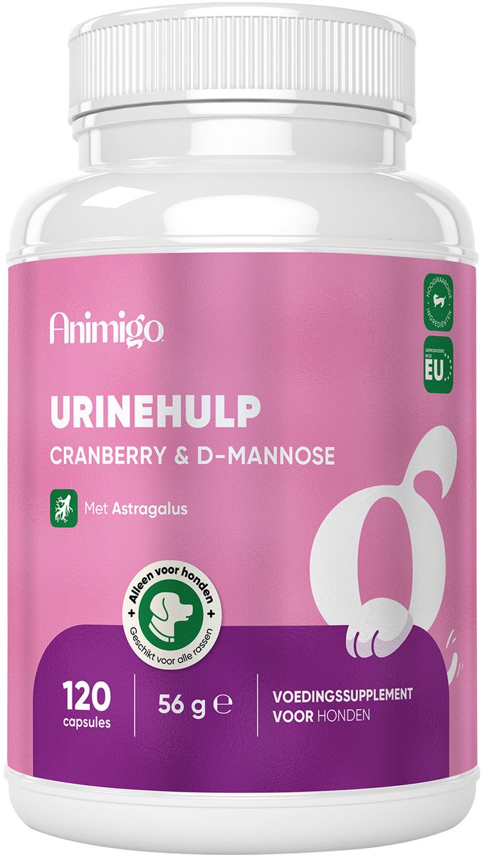 Animigo Urinewegen Support voor Honden - Blaas & Nieren - Met Cranberry, D-mannose en Brandnetel - Natuurlijke ingrediënten - Urinary hond - Gemaakt in de EU