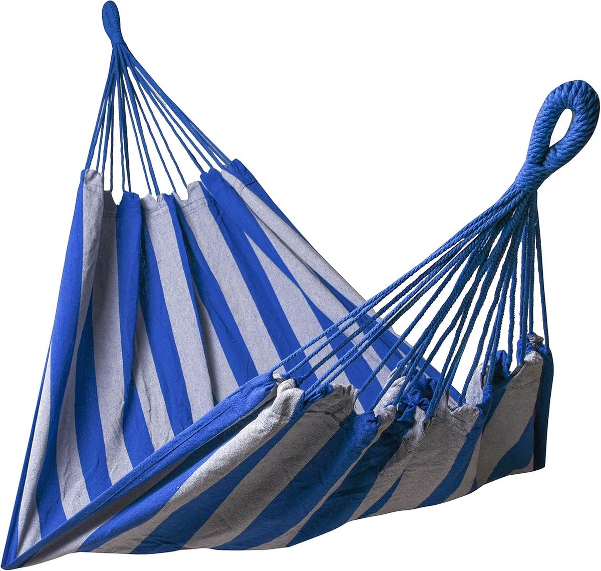 Meerpersoons hangmat 210 x 150 cm – Belastbaarheid tot 300 kg – Indoor & Outdoor – Blauw/Grijs