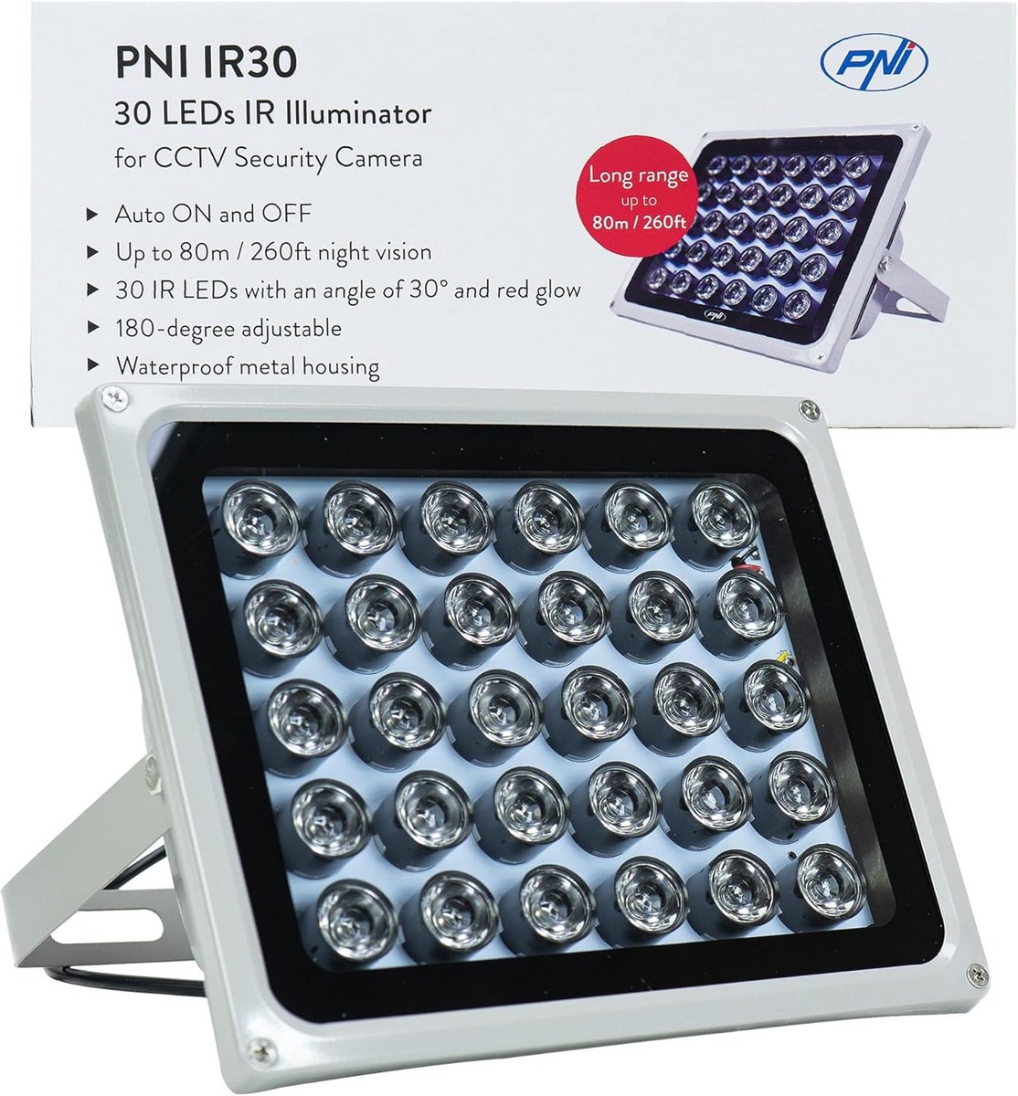 Infrarood LED Reflector voor Camera's en CCTV-systemen - 30 IR-LEDs, 80 meter Bereik, IP66 Bescherming