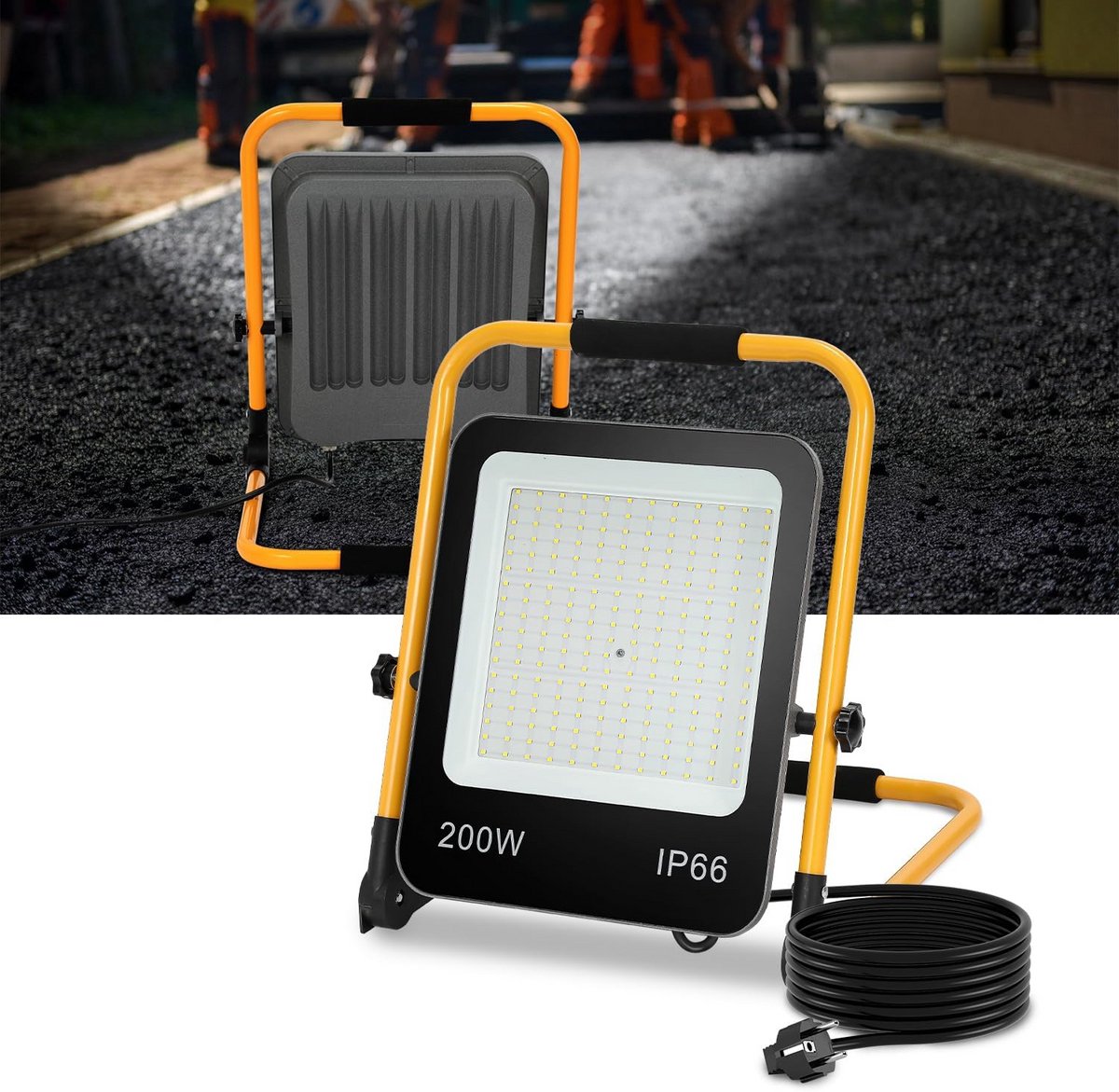 Krachtige 200W LED Bouwlamp met Verstelbare Standaard en 10200 Lumen