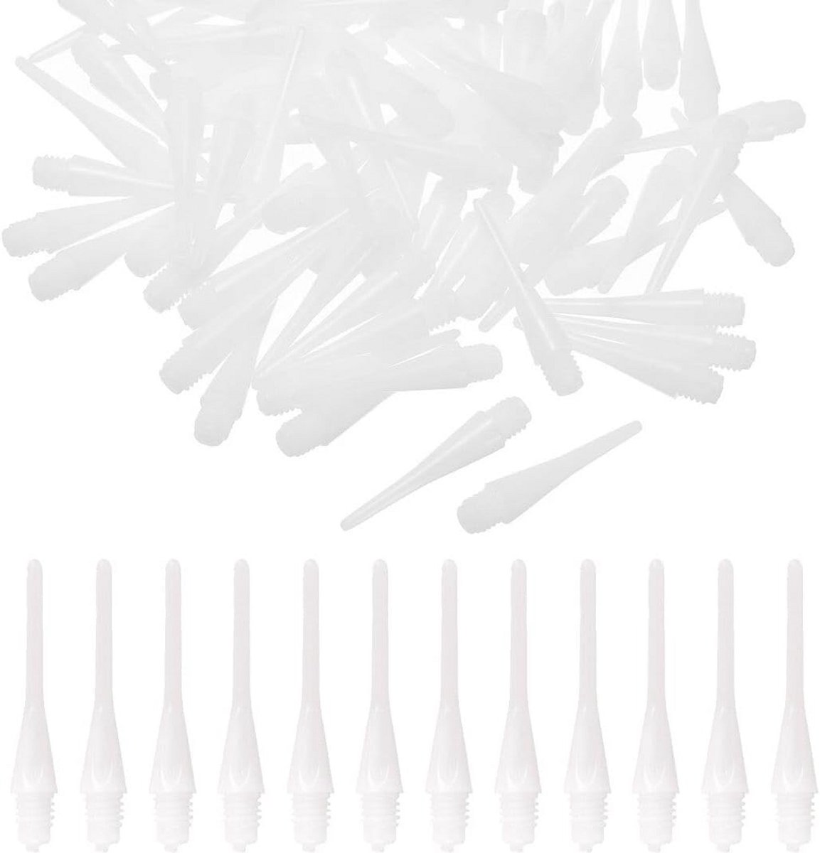 60 Stuks Witte Kunststof Dartpunten 2BA Schroefdraad voor Softtip Darts