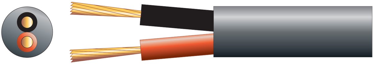 Mercury Extra sterke dubbel geïsoleerde 100V-luidsprekerkabel zwart 25m