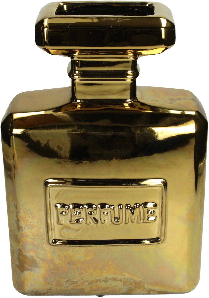 Vaas - Parfum fles - Goud - Woonkamer - Badkamer - Kapper - Salon - Maten 20x9x30cm