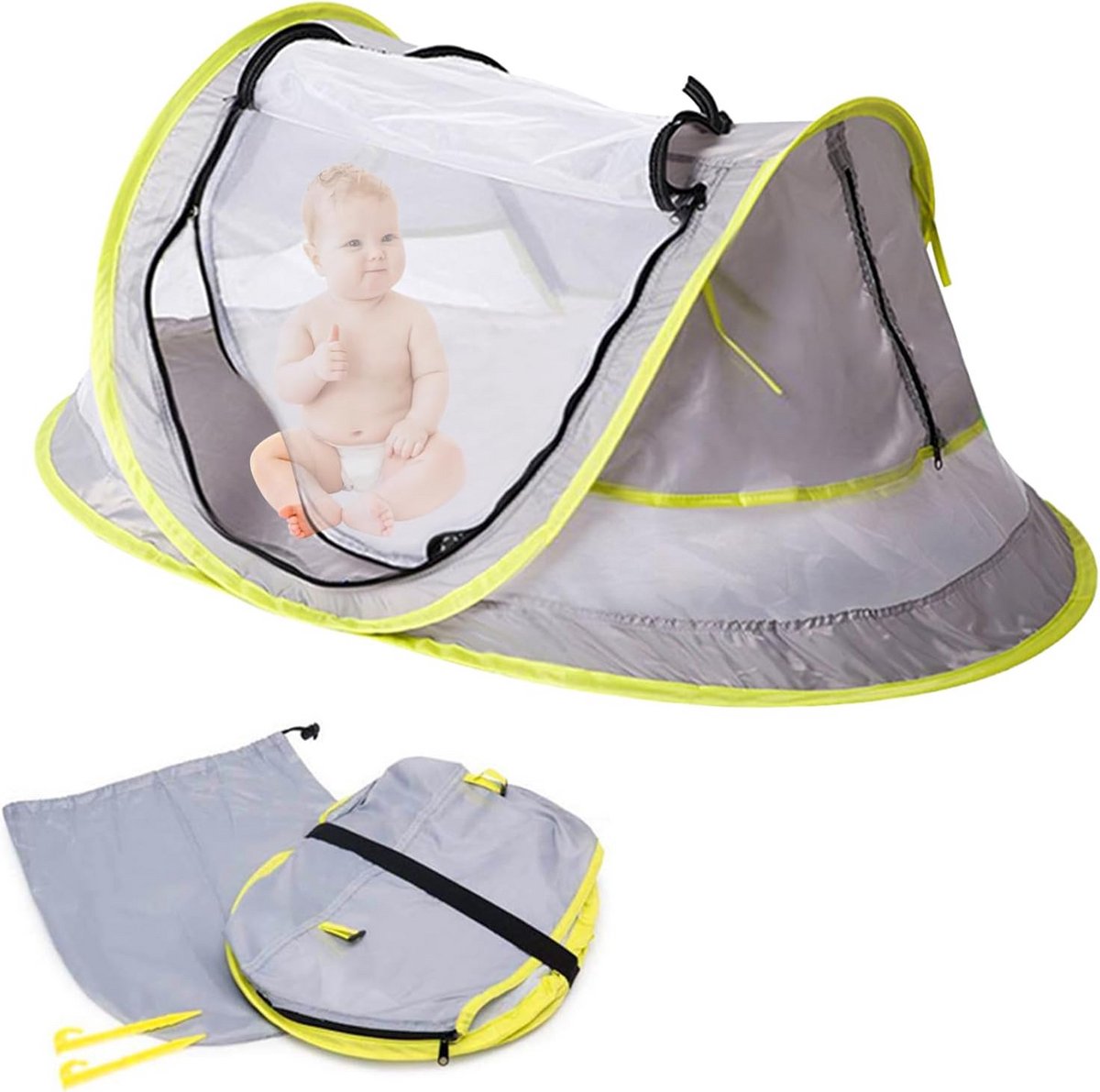 Ultralichte Pop-up Babystrandtent met UV50+ Bescherming en Muggennet