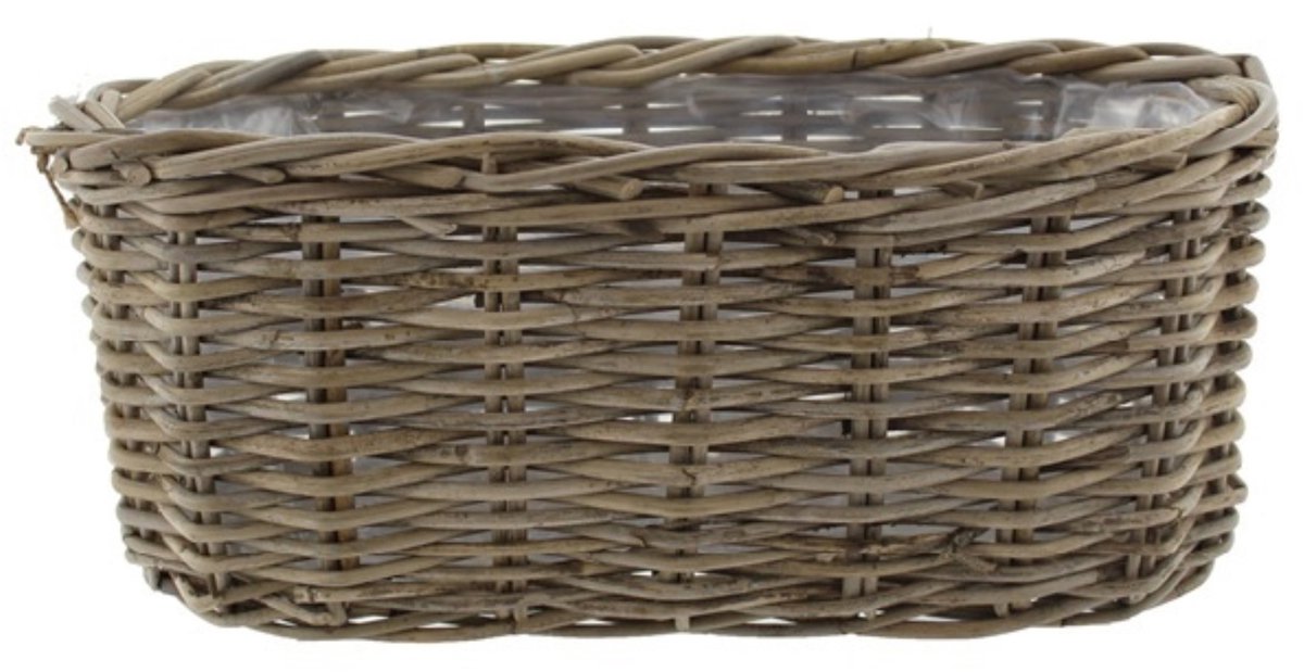 Van der Leeden Opbergmand Klassiek - bruin - rechthoek - 50 x 20 x 20 cm - rotan - gevlochten riet - mand - opbergen