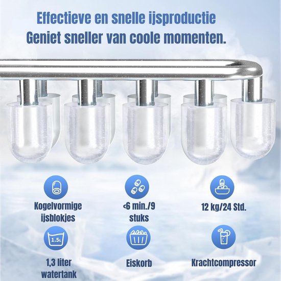 Nexvo® ljsblokjesmachine - Zelfreinigende Ijsblokjesmaker - Ijsblokmaker - Wit - 23cm x 29cm x 29cm van Merkloos — afbeelding 2