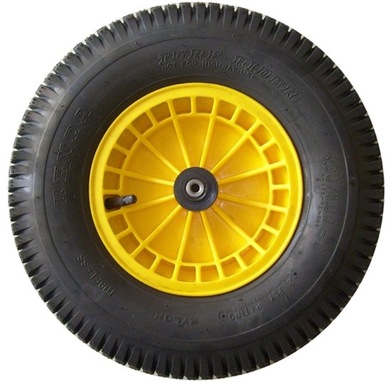 Kruiwagenwiel FORT SMB, kunststof velg Geel, profielband met binnenband, aslengte 130 mm en Ø 20mm van Fort — afbeelding 4