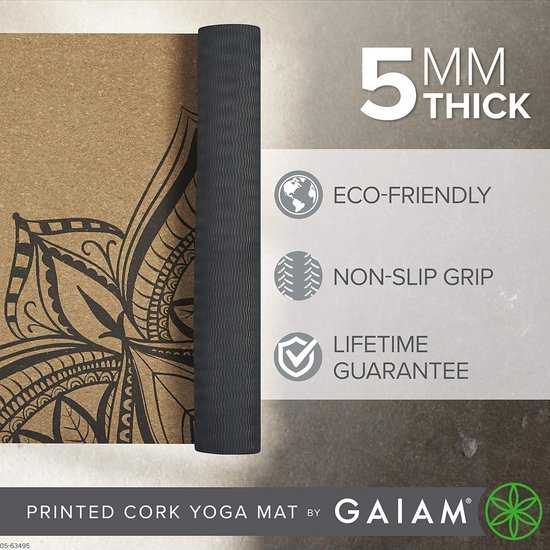 Duurzame Kurk Yogamat voor Hot Yoga en Pilates - Natuurlijke, Niet-giftige TPE Achterkant — afbeelding 2