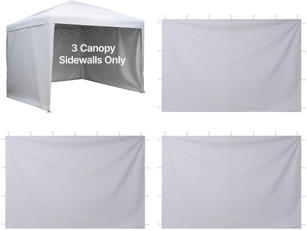 Zijwanden/Zijpanelen voor partytent/paviljoen - Set van 3 - Voor paviljoen 3x3 m - Waterdicht - Zonwerende PU-coating - Ritssluiting - Wit