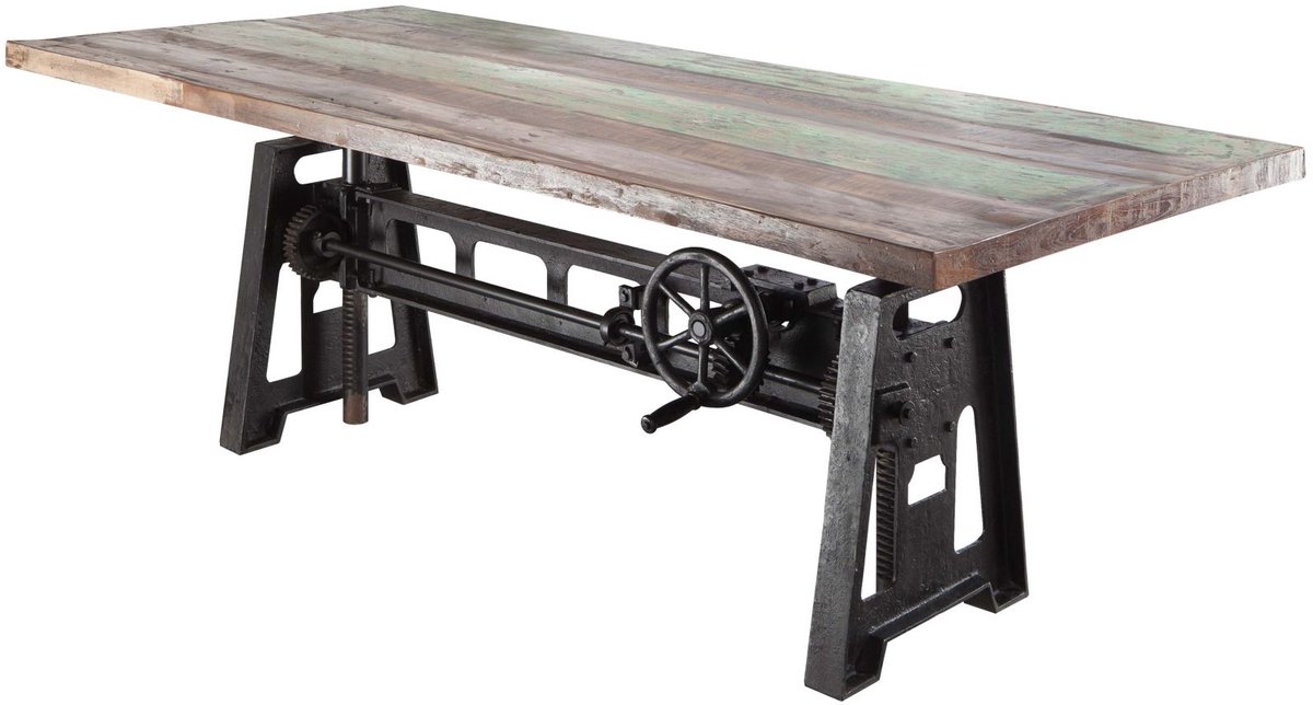 MASSIVMOEBEL24.DE INDUSTRIAL #24 eettafel veelkleurig gelakt sloophout 220x100x75 cm (BxTxH)