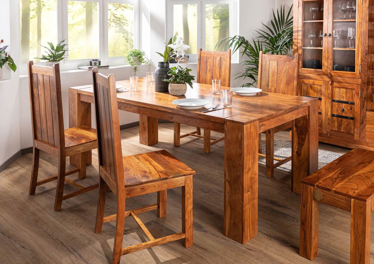MASSIVMOEBEL24 .DE OXFORD #0617 eettafel lichtbruin gelakt acacia 220x100x76 cm (BxTxH)