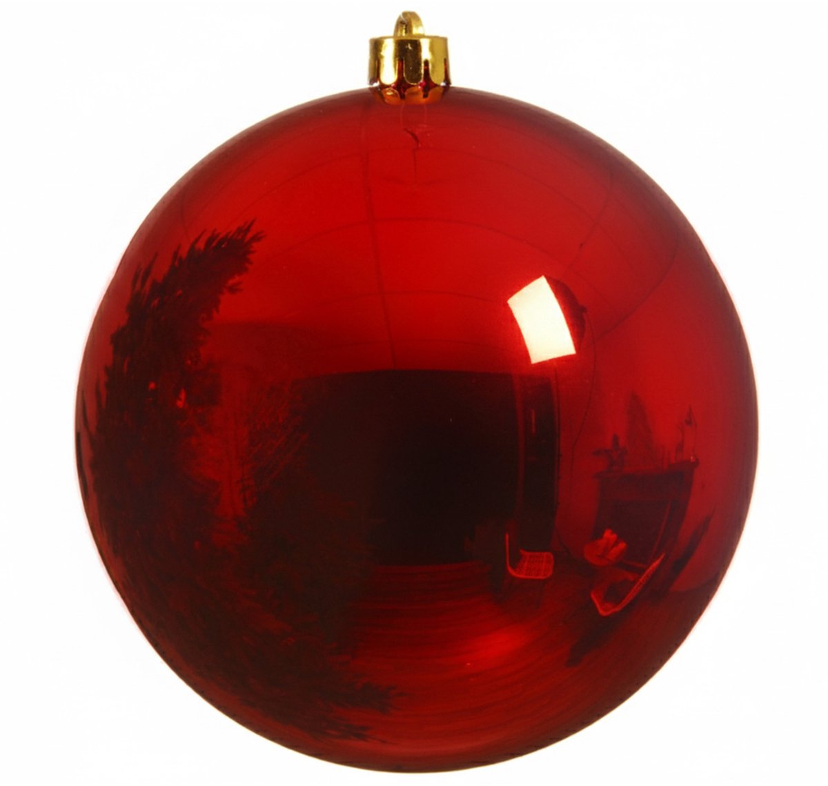Decoris Kerstbal - rood - groot - 25 cm - kunststof - glans - kerstversiering