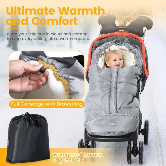 Voetenzak kinderwagen, voetenzak, buggy, voetenzak, kinderwagen, winter, met Wamres koraalfleece, ritssluiting, antislip en reflecterende strepen, universeel en waterdicht, blauw - Lang (97 * 44 cm) — afbeelding 5