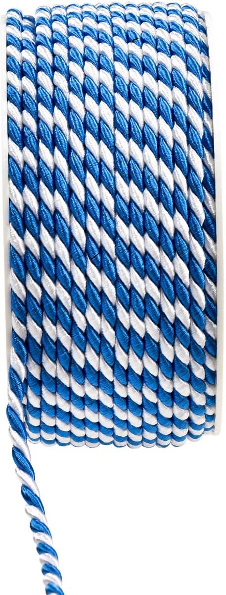 Koord blauw wit cadeaulint sierkoord sierlint 25m