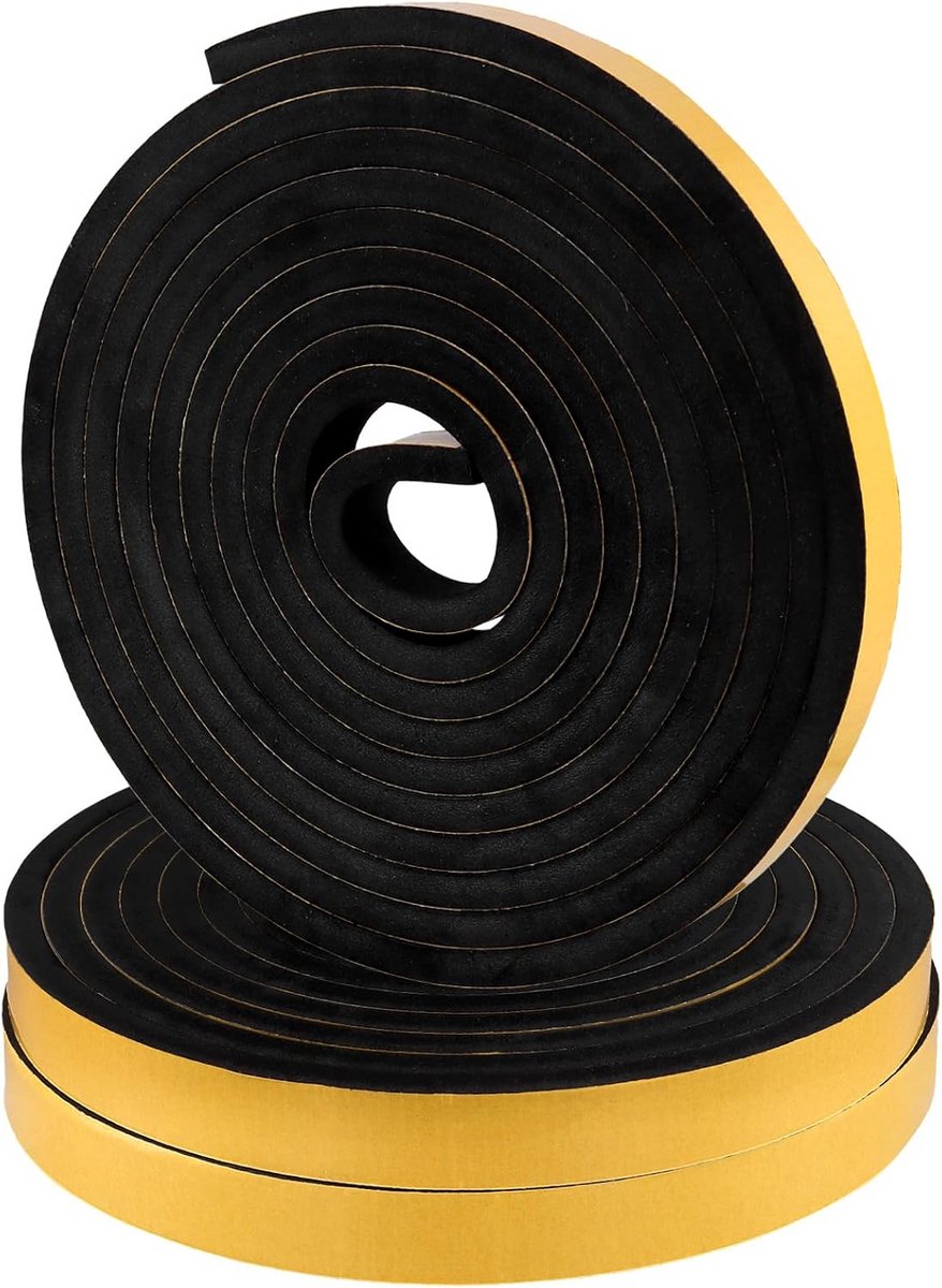 Zelfklevende Schuimrubber Afdichtingstape Zwart - 3 Rolls Deur en Raam Isolatie