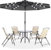 ACXIN handmatige parasol - 350 cm - donkergrijs - niet‑kantelbaar - met LED‑verlichting