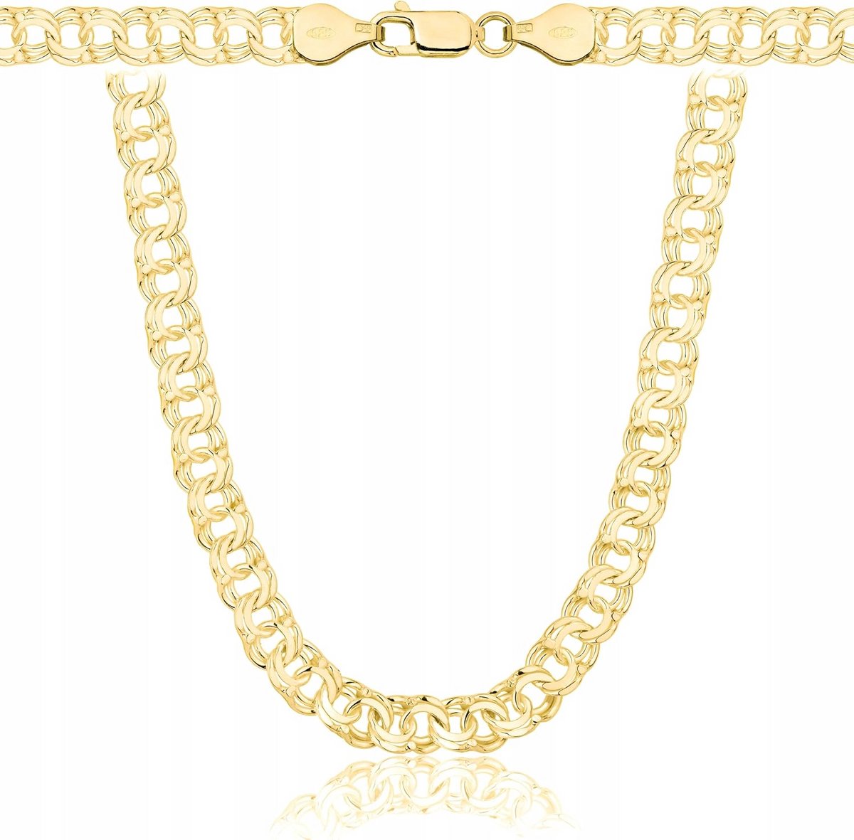 Herenketting Zilver 925 met Vergulding Massief King Model Italiaanse Kwaliteit