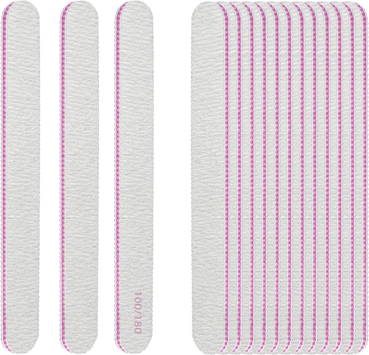 15x Dubbelzijdige Nagelvijlen Professional 100/180 Korrel - Wasbaar & Herbruikbaar