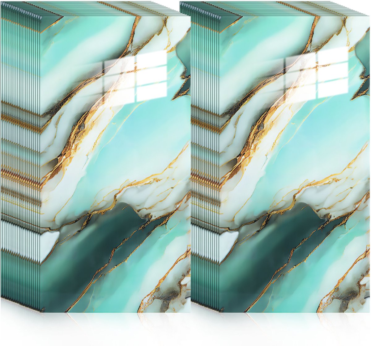 40 Stuks Zelfklevende Douche Muurstickers 30x60 cm - Waterdicht Marmer Print Tegelfolie voor Badkamer & Keuken | Moderne Tegelstickers,Blauw iriserend - N stijlen