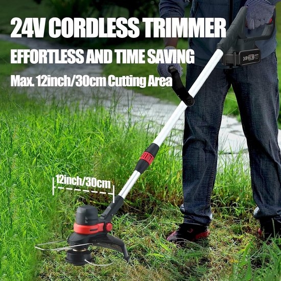 Zweefmaaier - Bosmaaier Electrisch - Grastrimmer met Accu - Grasmaaier - Handmaaier met Wielen - Maaien — afbeelding 3