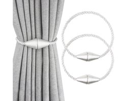 YONO Gordijnhouder Kegel Magnetisch - Gordijn Embrasse Modern - Gordijnbinder Touw - Gordijnkoord - 2 Stuks - Wit