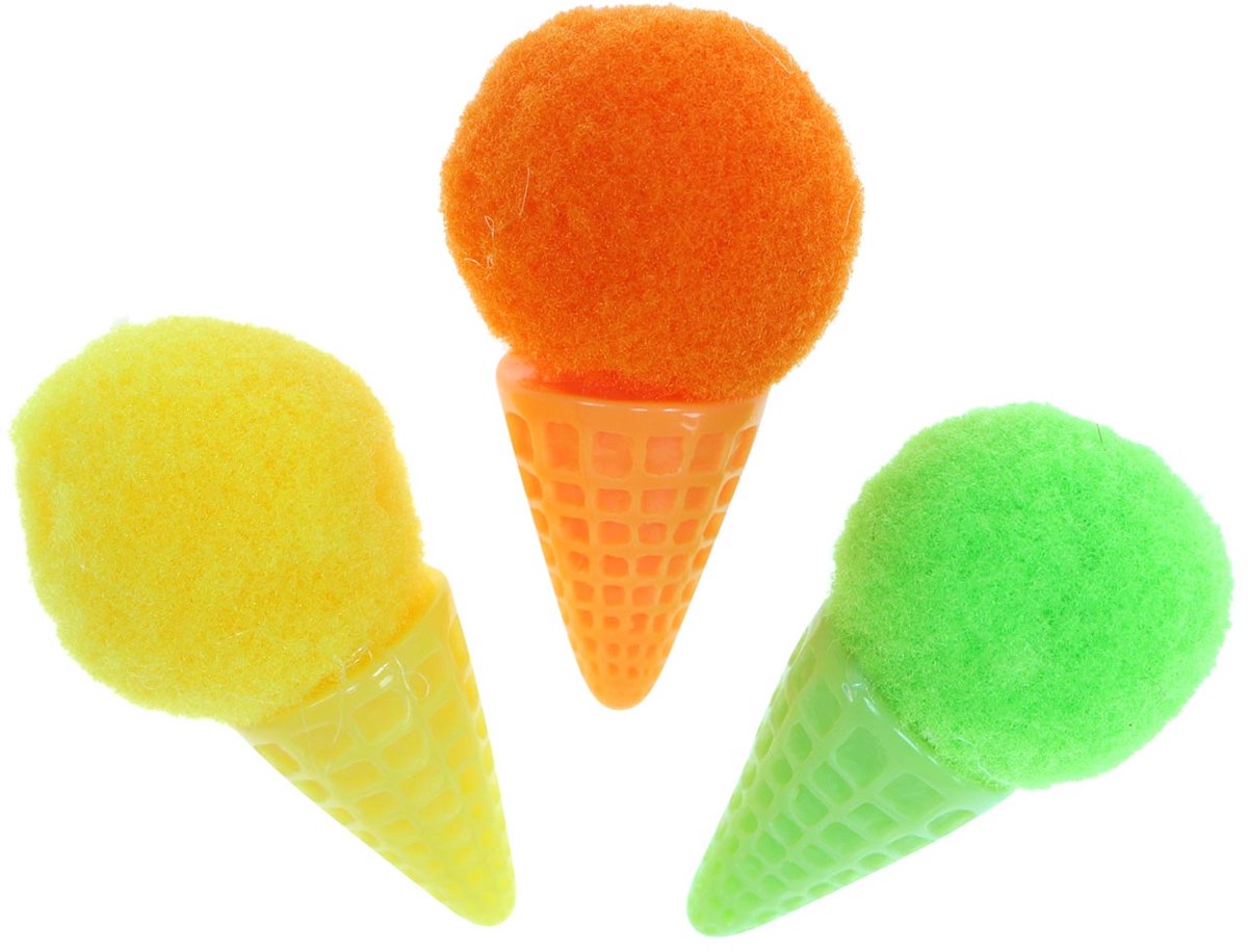 IJs in wafel kunst groen, geel, oranje assorti 3,5cm 18 st, 18 Stück