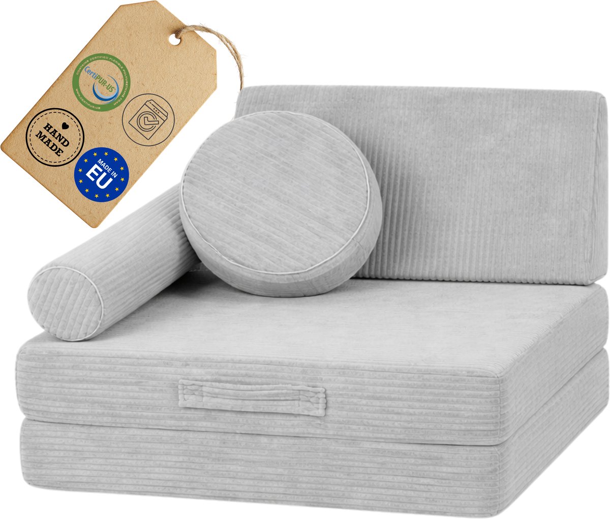 Flumi Kinderfauteuil - Modulaire Speelfauteuil - Montessori Schuim - Multifunctioneel - Corduroy Grijs