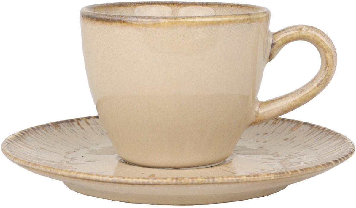Bonna Sand Snell - Espresso kopjes & schotel - 80 cc - Porselein - set van 6