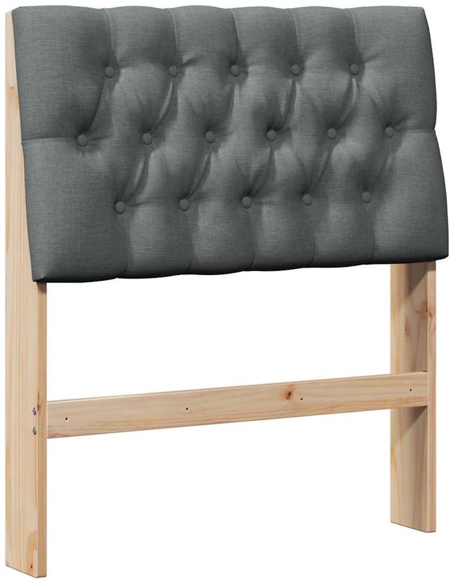 vidaXL Gestoffeerd - hoofdbord - Donkergrijs - 75 - cm - Massief - grenenhout