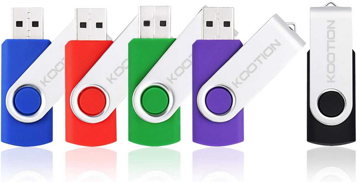 5-Pack USB 2.0 Flash Drives 128GB met Kleurrijke Draaibare Behuizing