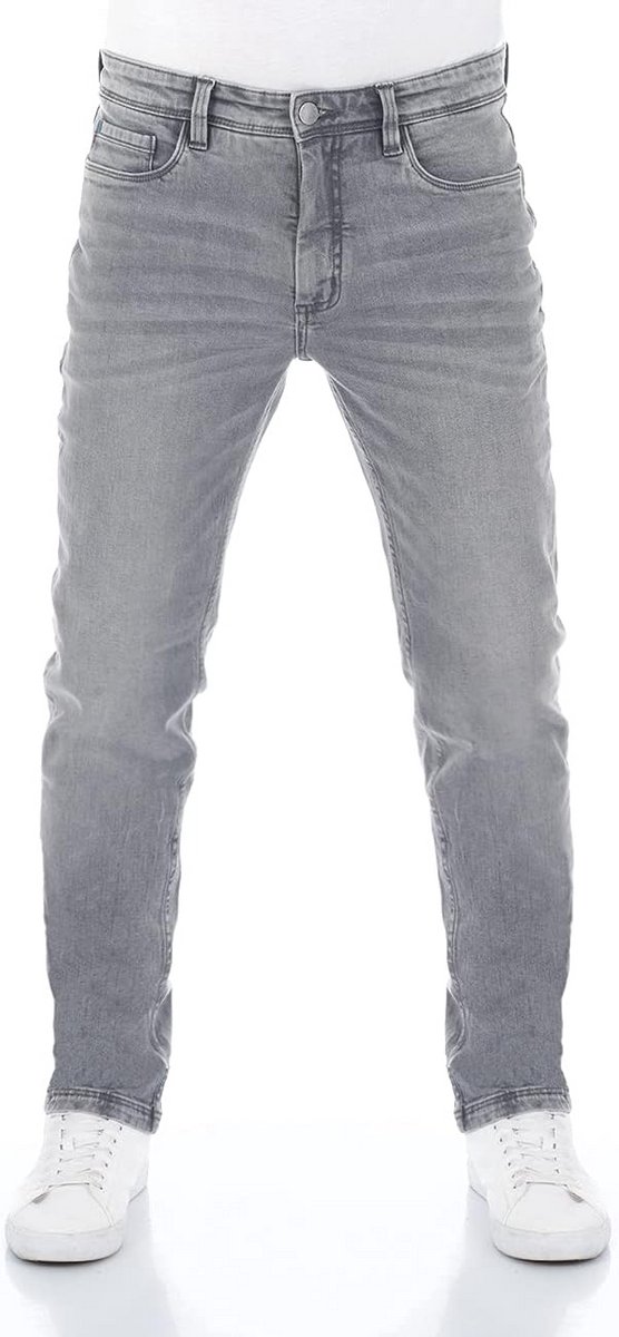 Heren Jeans Rechte Pasvorm Stretch Katoen Verkrijgbaar in Zwart Blauw Grijs