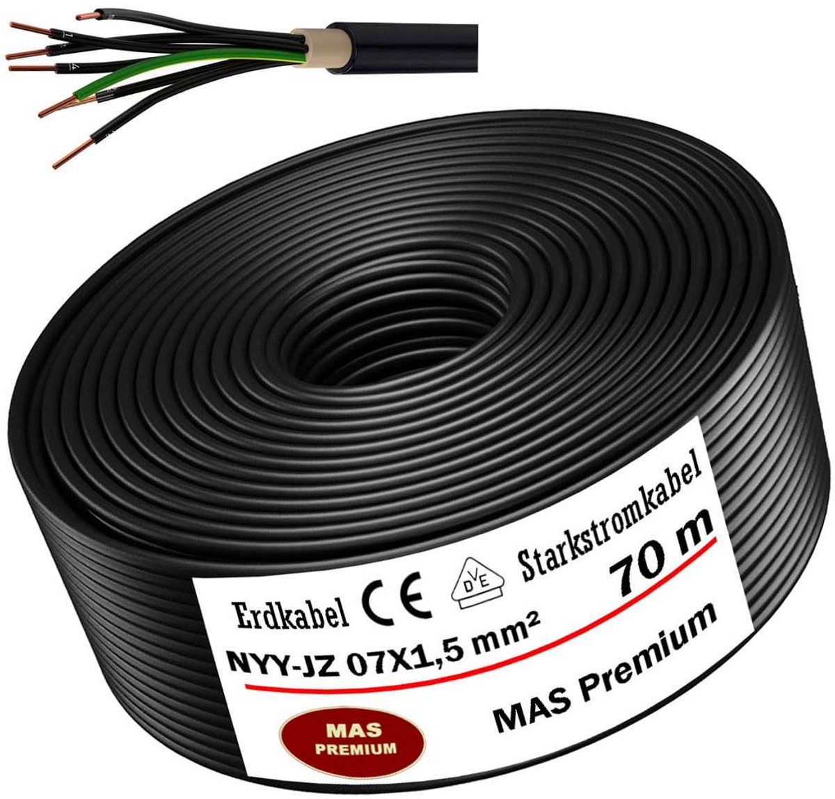 Krachtstroom Grondkabel 7 Aders x 1.5 mm² Elektrische Kabel voor Buiteninstallatie