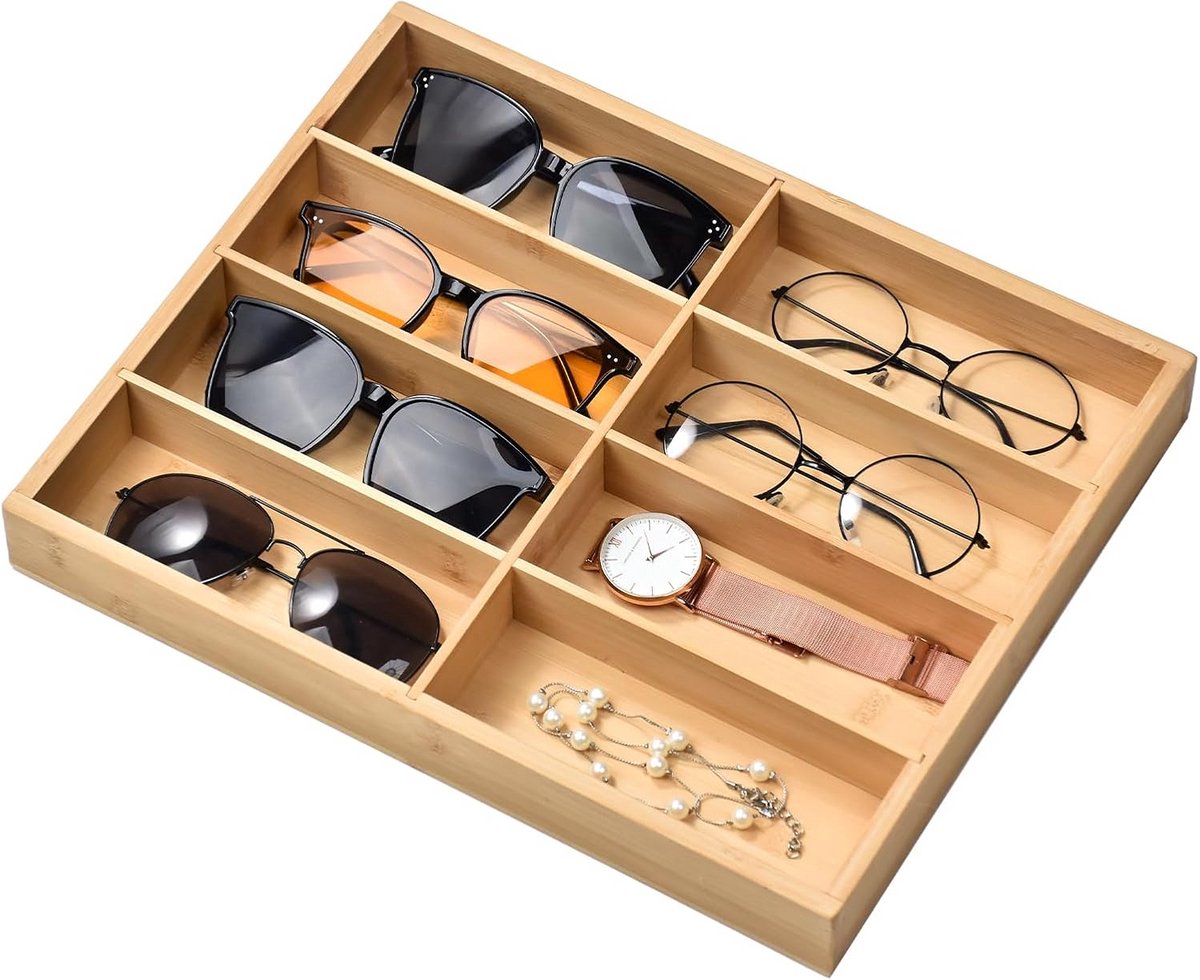 Bamboe Brillen Opbergdoos - Zonnebril & Brillen Display Organizer