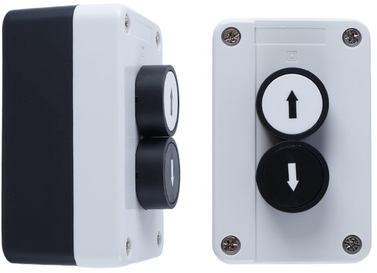Op en neer drukknop schakelaar voor garagedeuren en kranen met IP65 bescherming