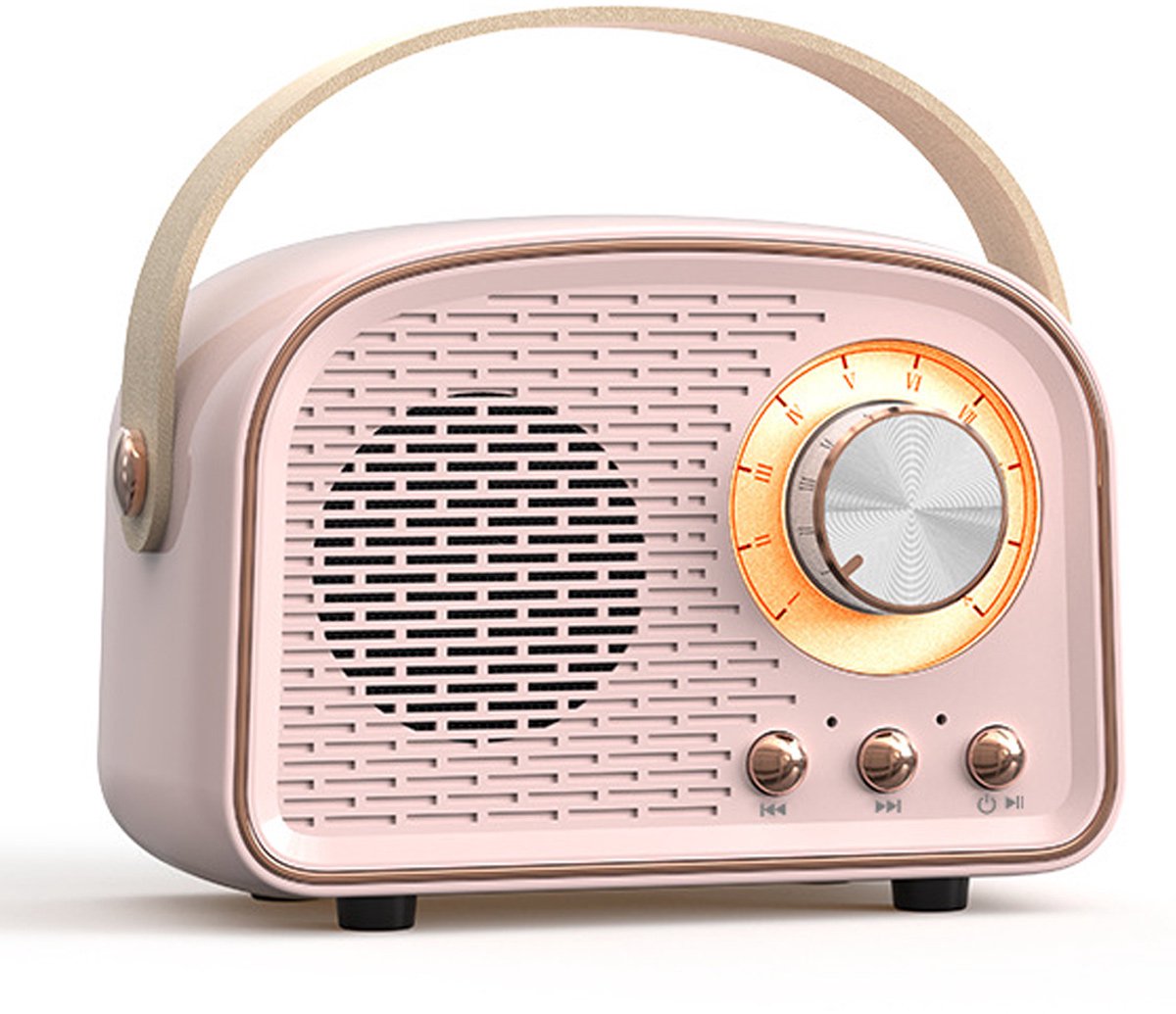 JeiibrZui Retro Bluetooth-luidspreker - Vintage Draagbare Draadloze Luidspreker - Draadloos/Bluetooth 5.0/TF Kaart/AUX - 1 Stuk - Roze