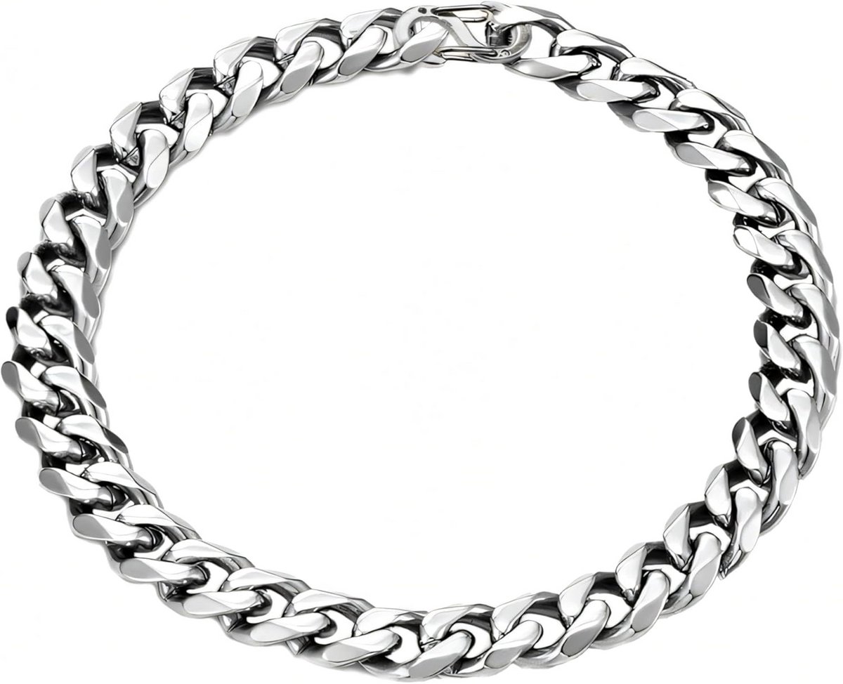 Zilverkleurige Roestvrijstalen Herenarmband Pantserketting