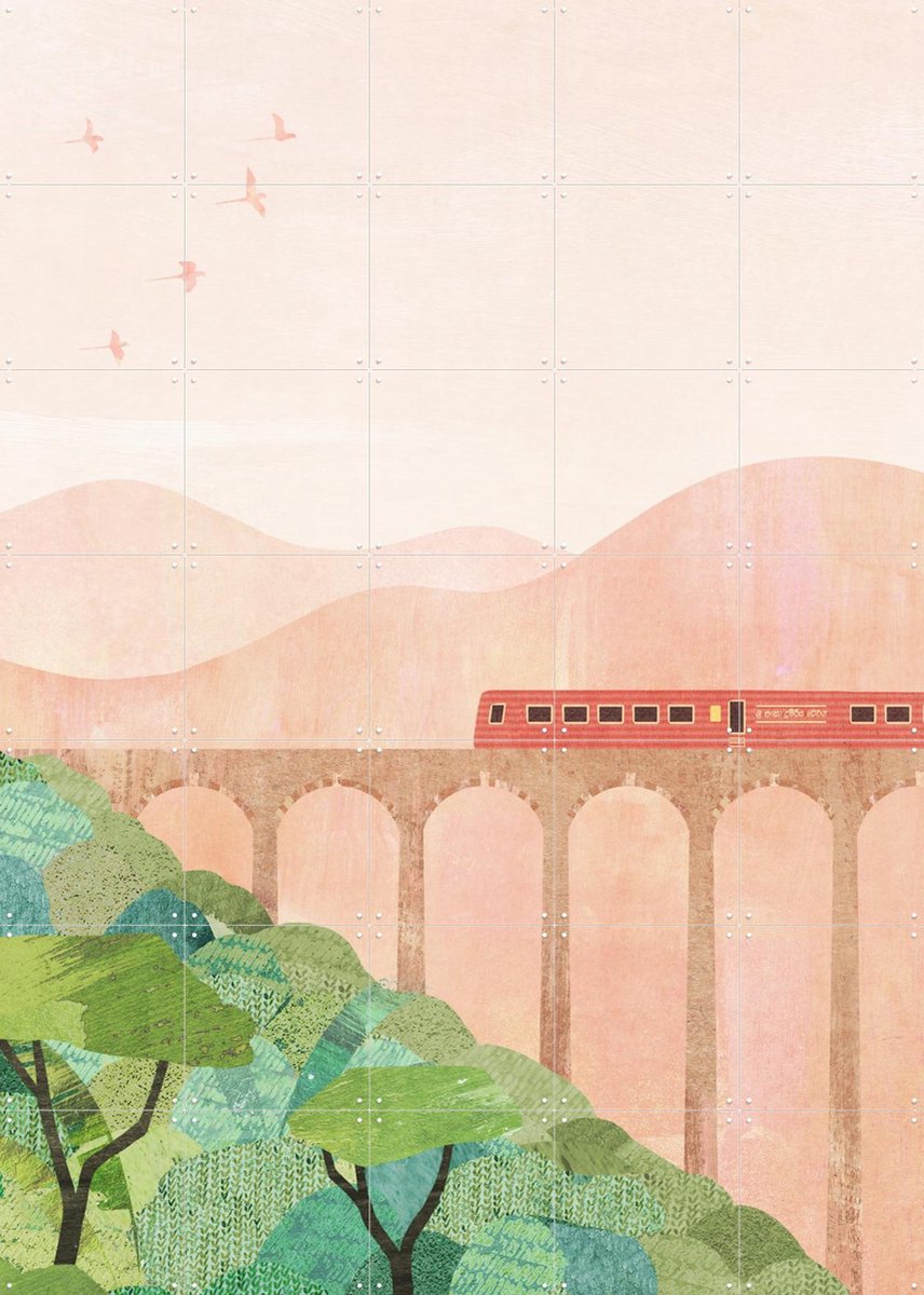 IXXI Nine Arch Bridge, Henry Rivers - 100 x 140 cm - Gratis ophangtool - Grote wanddecoratie en posters - Illustraties, Bergen