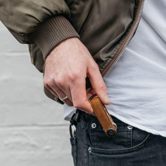 Porte-clés en cuir Orbitkey 2.0 Crazy Horse Chestnut Brown