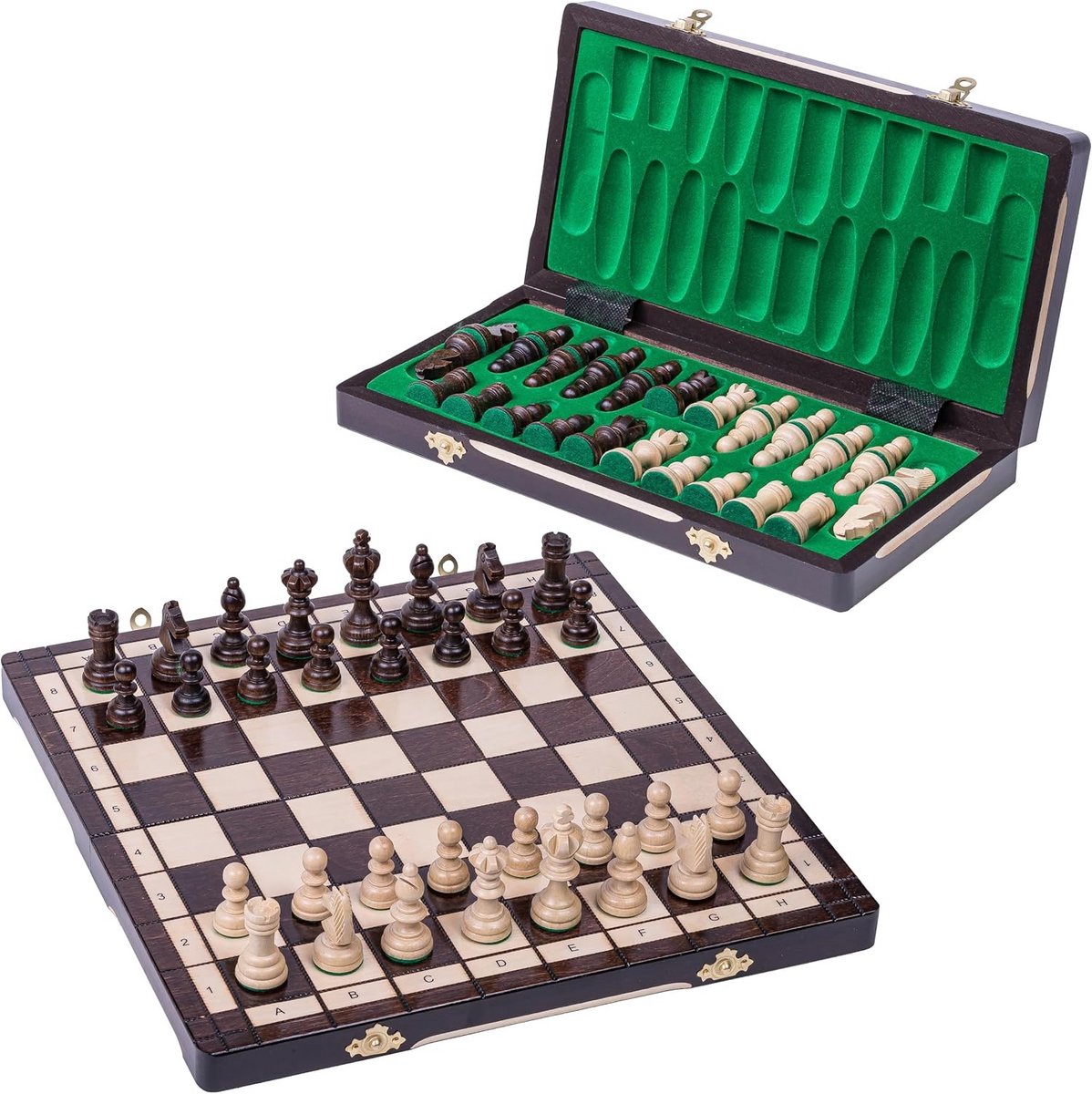 Houten Schaakspel Met Klassieke Stukken en Inklapbaar Bord