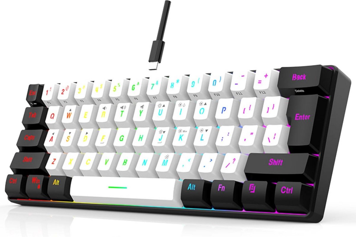 Compact 60% Mechanisch Gaming Toetsenbord met RGB Verlichting 61 Toetsen Bedraad