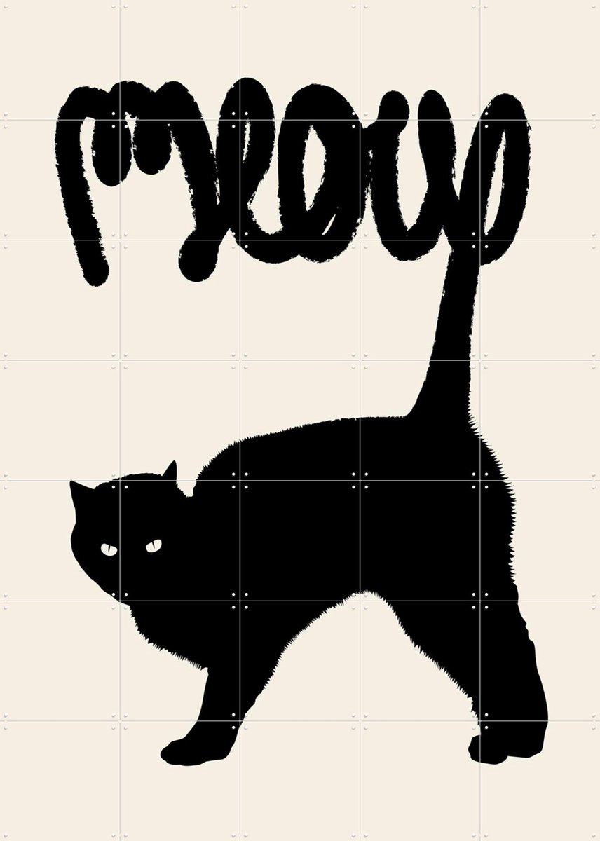 IXXI Meow, Florent Bodart - 100 x 140 cm - Gratis ophangtool - Grote wanddecoratie en posters - Illustraties, Kinderkamer, Typografie en quotes