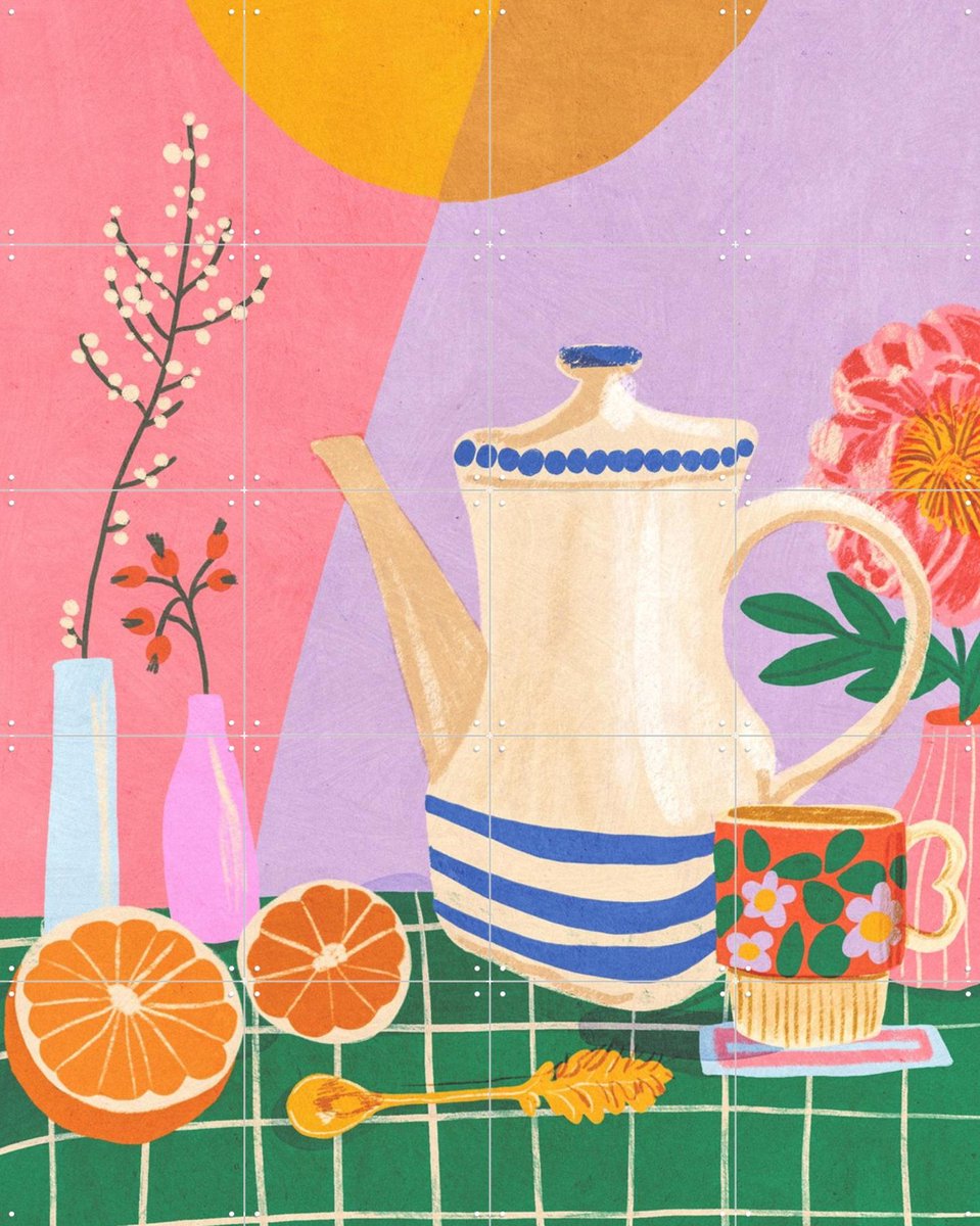 IXXI Sunny still life, Gigi Rosado - 80 x 100 cm - Gratis ophangtool - Grote wanddecoratie en posters - Speels, Kleurrijk, Grafisch Ontwerp